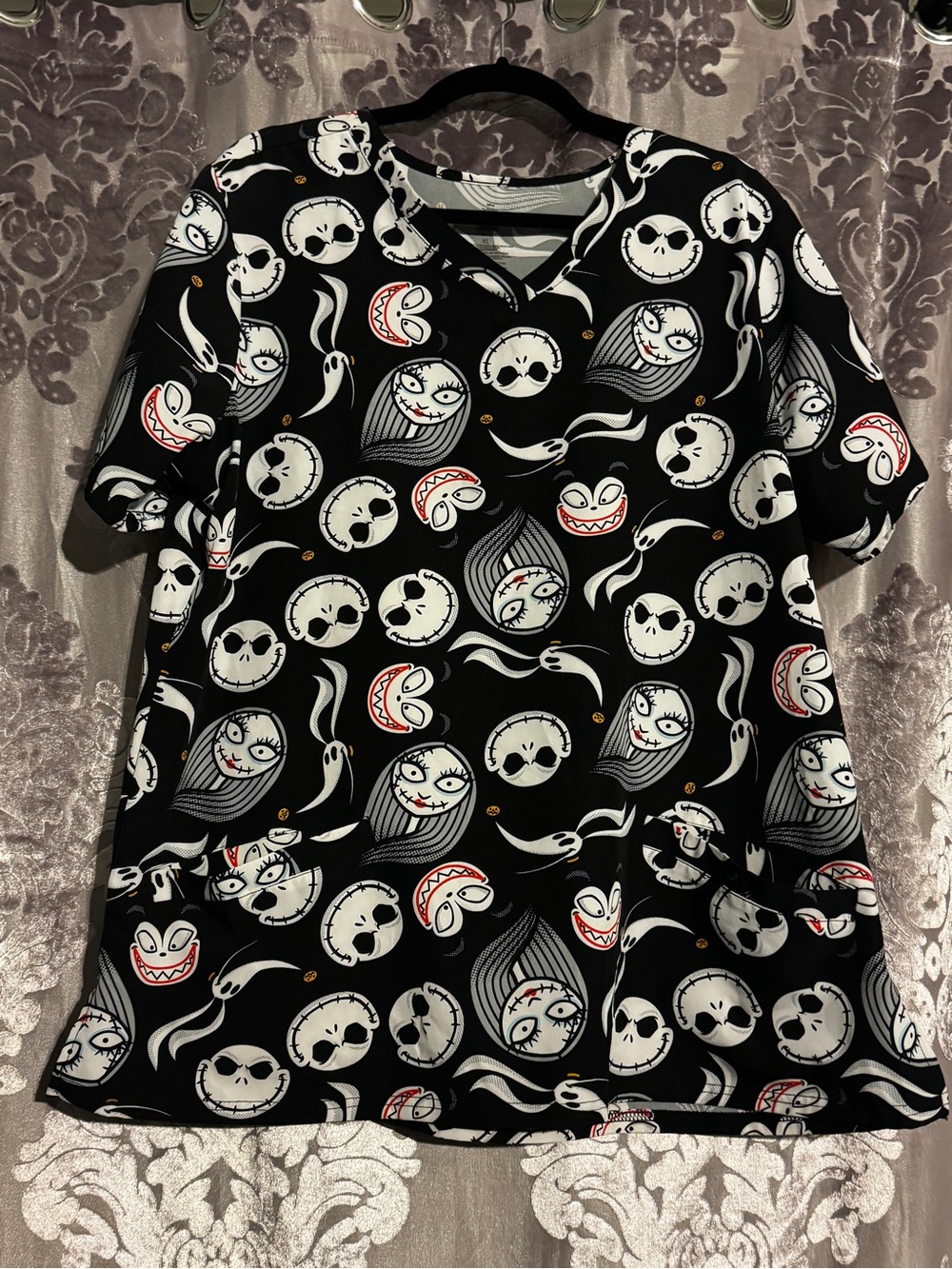 Disney Nightmare Before Christmas Tim Burton All-Over Print T-Shirt XL Black